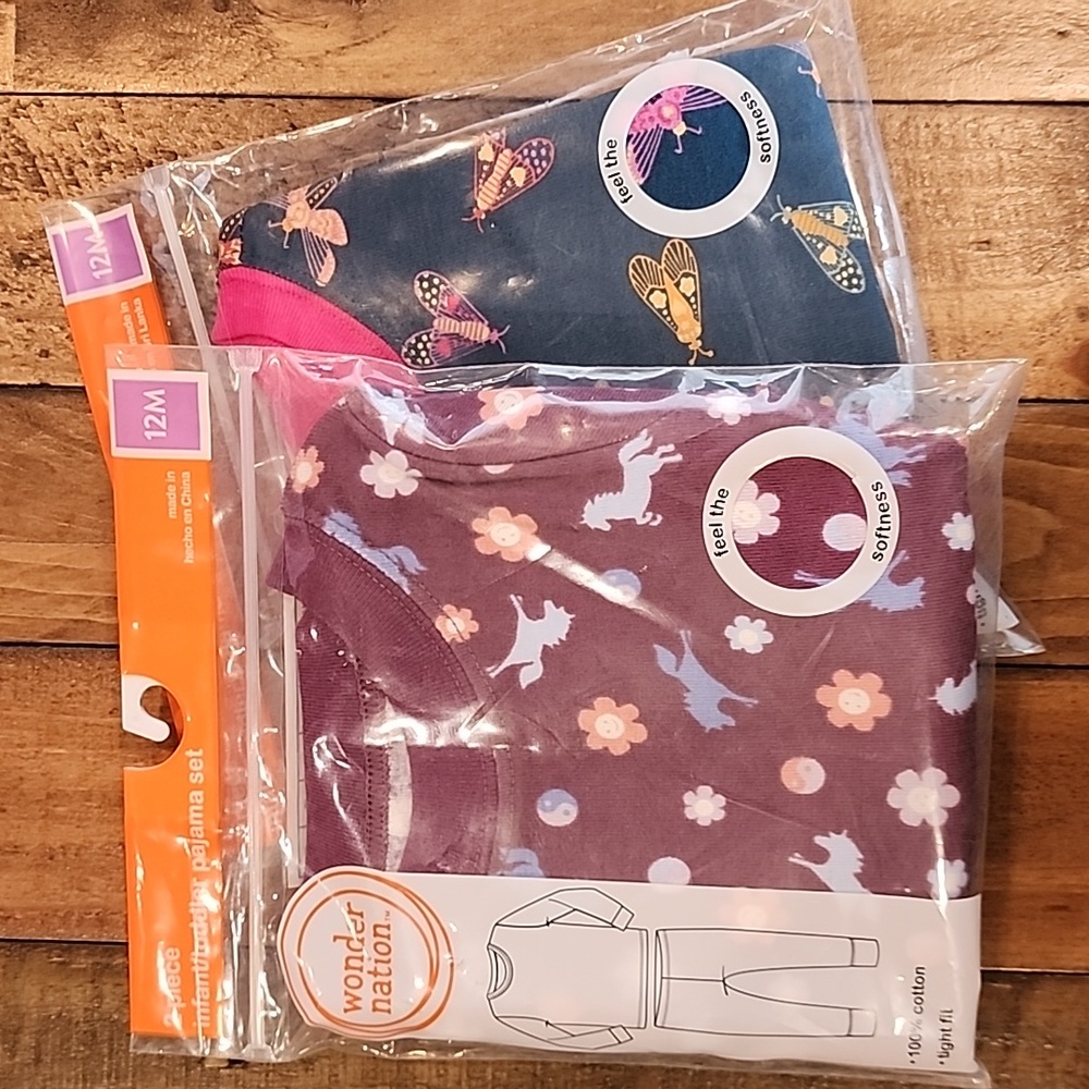 2 Sets of Wonder Nation Infant Girl Sleep Sets